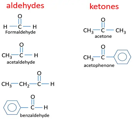 aldehydes  ketones examples
